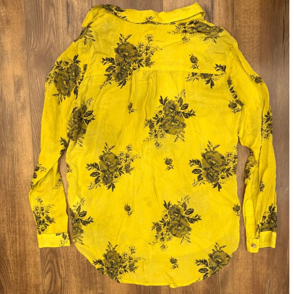 Anthropologie Pilcro The Romy Relaxed Button down in Chartreuse Floral Size XS - Picture 4 of 8